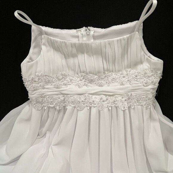 David's Bridal Spaghetti Strap Chiffon Baby Doll Flower Girl Dress with Jacket - Picture 8 of 11